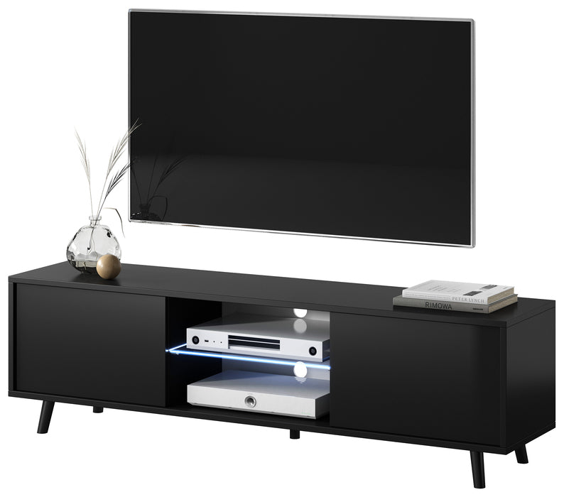 FYRLE TV skapis 140 cm, matēts melns / glancēti melns - N1 Home