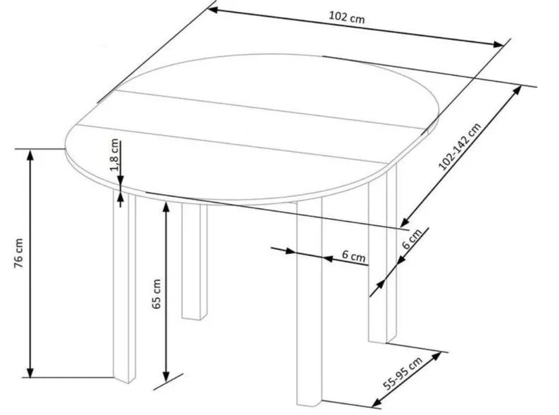 LOOM Izvelkamais galds 102-142x102 cm, ozols/balts