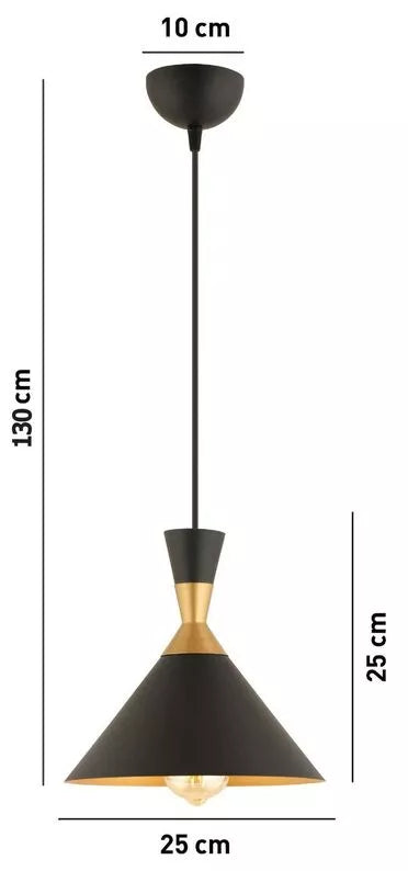 FORFAN x1 piekaramā lampa, zelta un melna