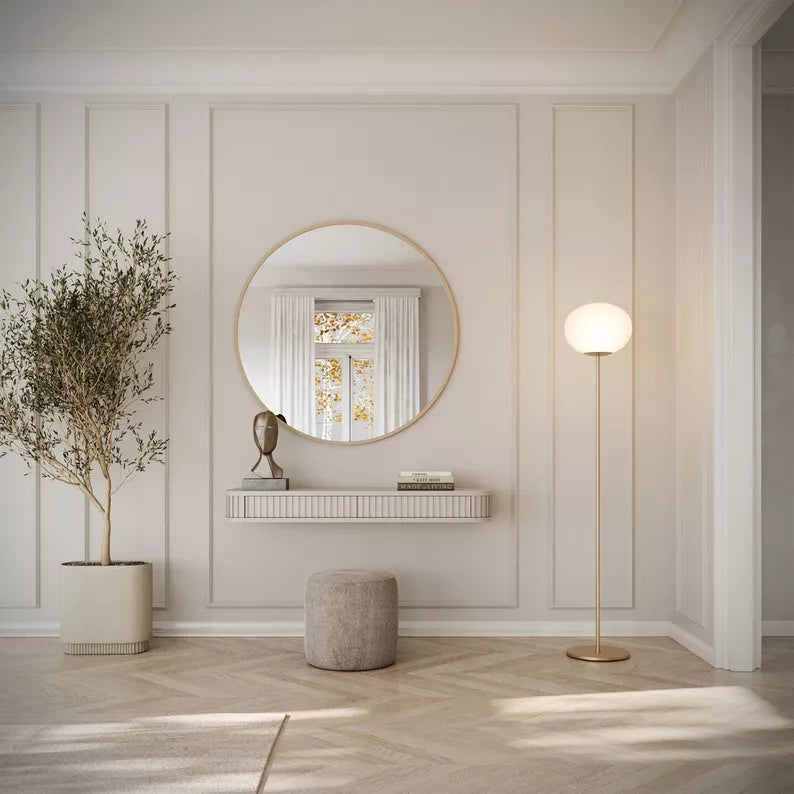 LOVORE Piekarināmais tualetes galdiņš ar rievām un divām atvilktnēm, 113 cm, pelēki bēšs - N1 Home