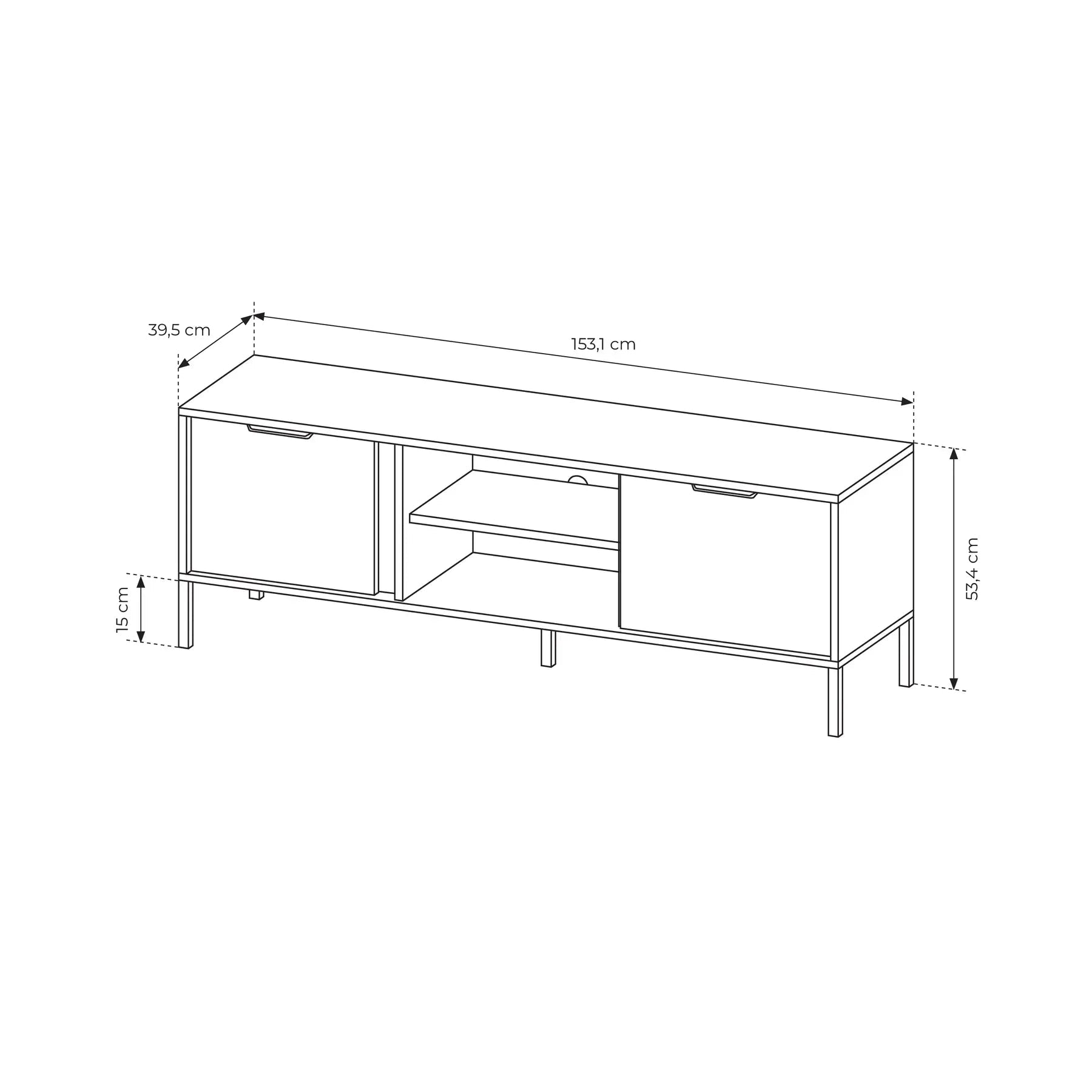 TV skapis Larsi 153/53/39 cm melns - N1 Home