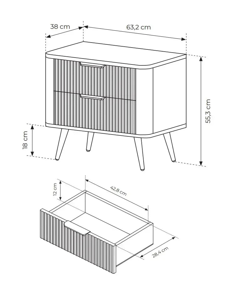 Naktsskapis Lanti 63/55/38 cm bēšs - N1 Home