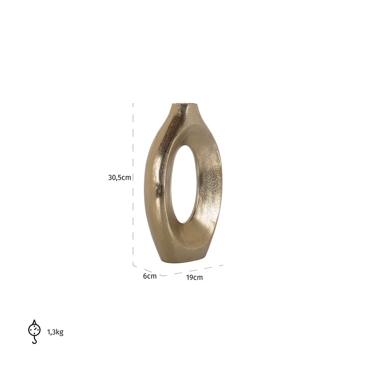 Vāze Richmond Interiors Alma small 30/19/6 cm birstēts zelts - N1 Home