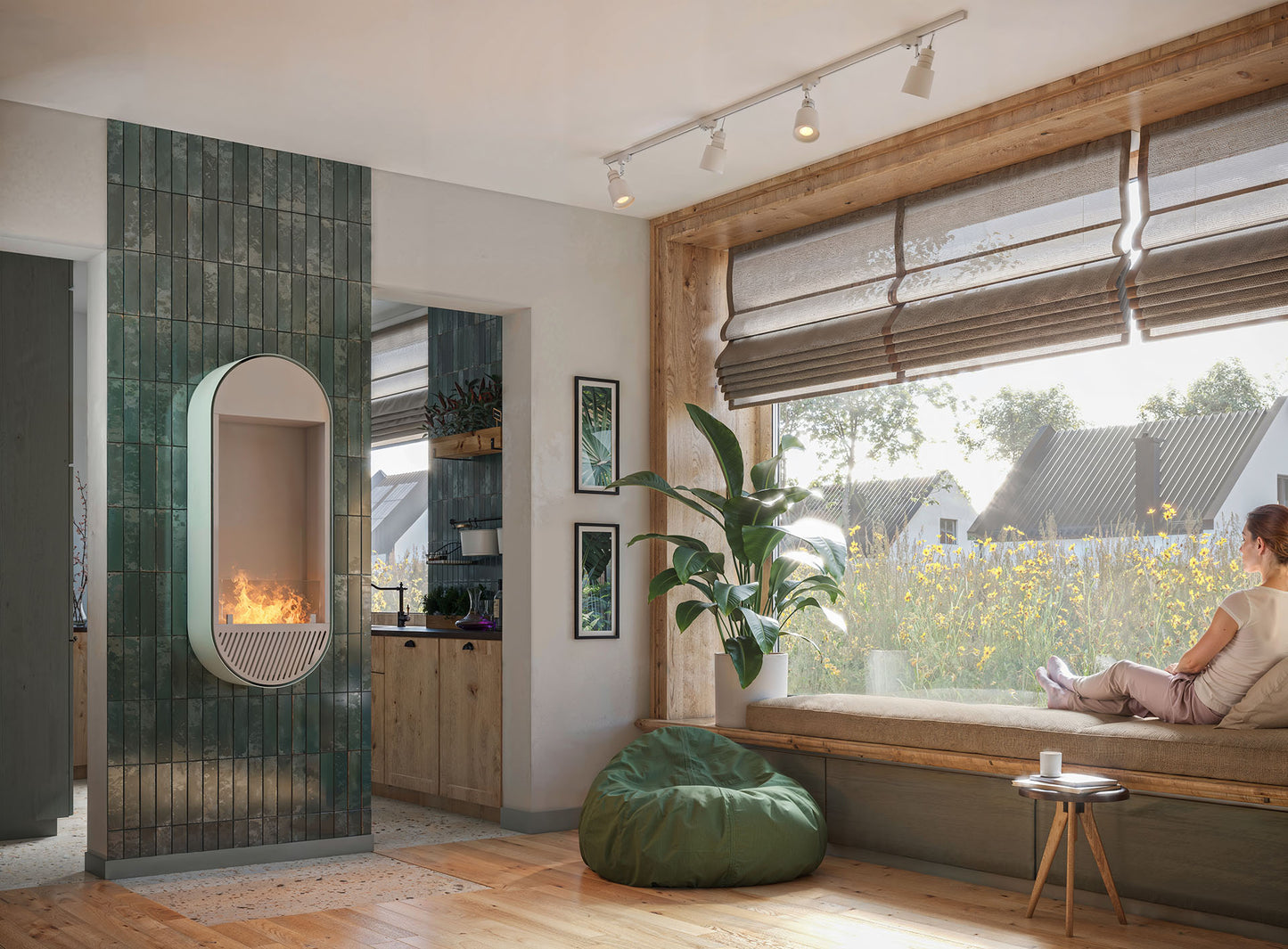 Biokamīns Incyrc Vert 130/50/25 cm gaiši zils - N1 Home