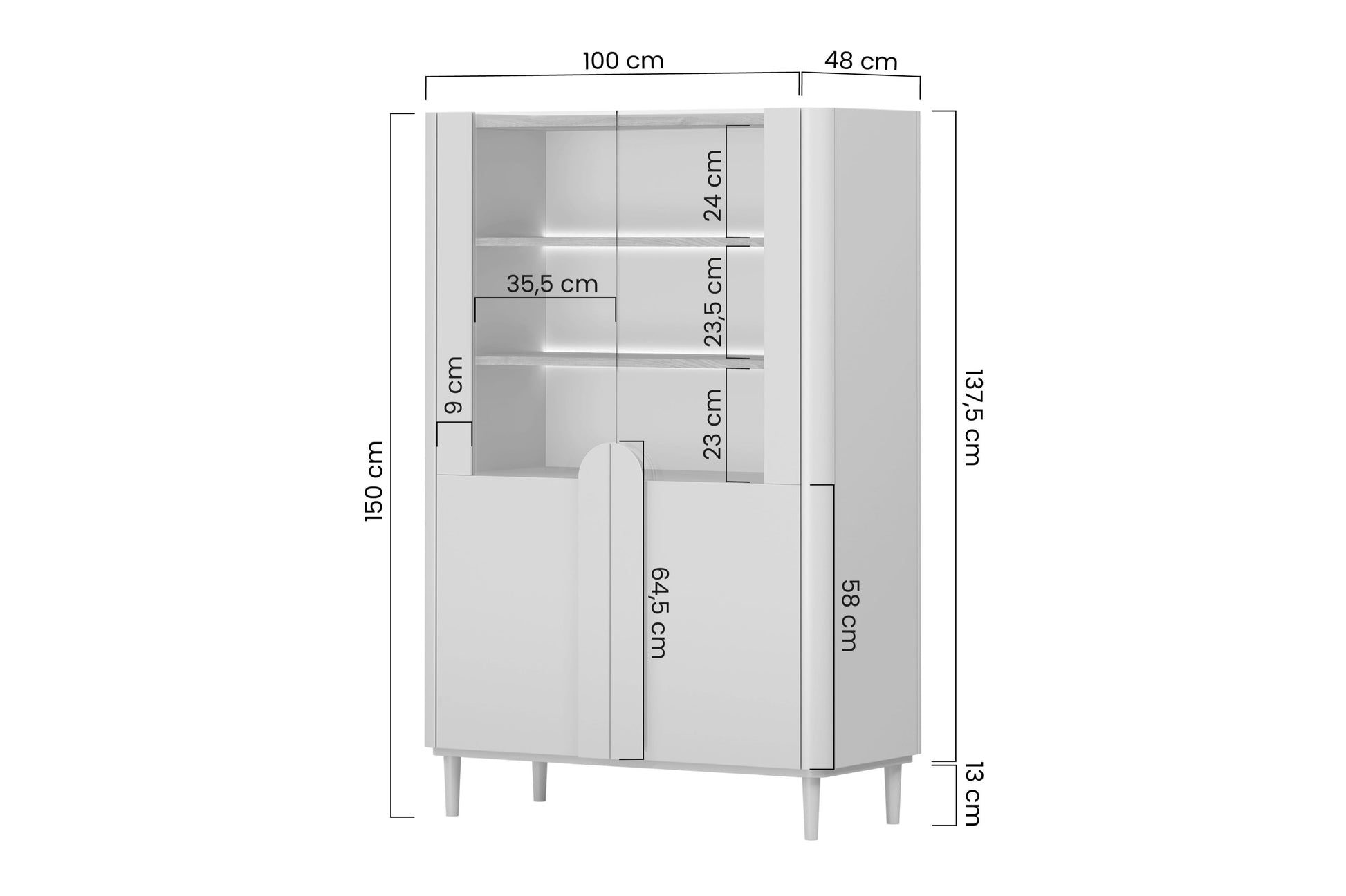 Vitrīna Amil 100/150/48 cm Kašmirs / Eļļots ozols / Gaišs ozols - N1 Home
