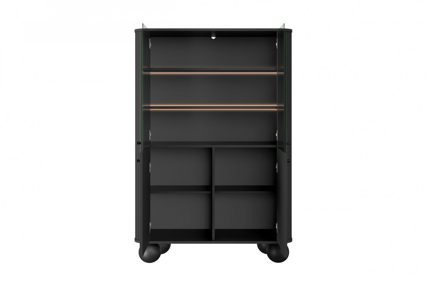 Vitrīnas skapis Vespa 103/153/38 cm melns/melns - N1 Home