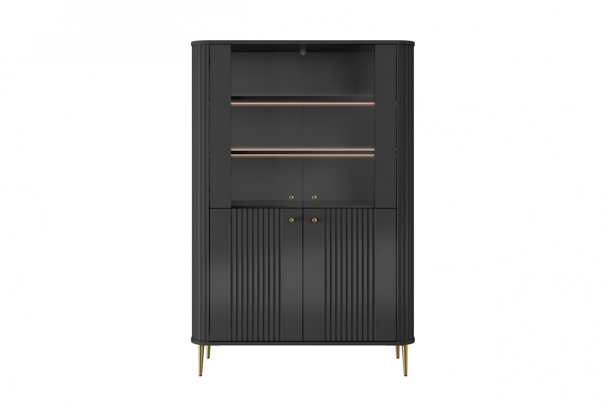 Vitrīnas skapis Vespa 103/156/38 cm melns/zelts - N1 Home