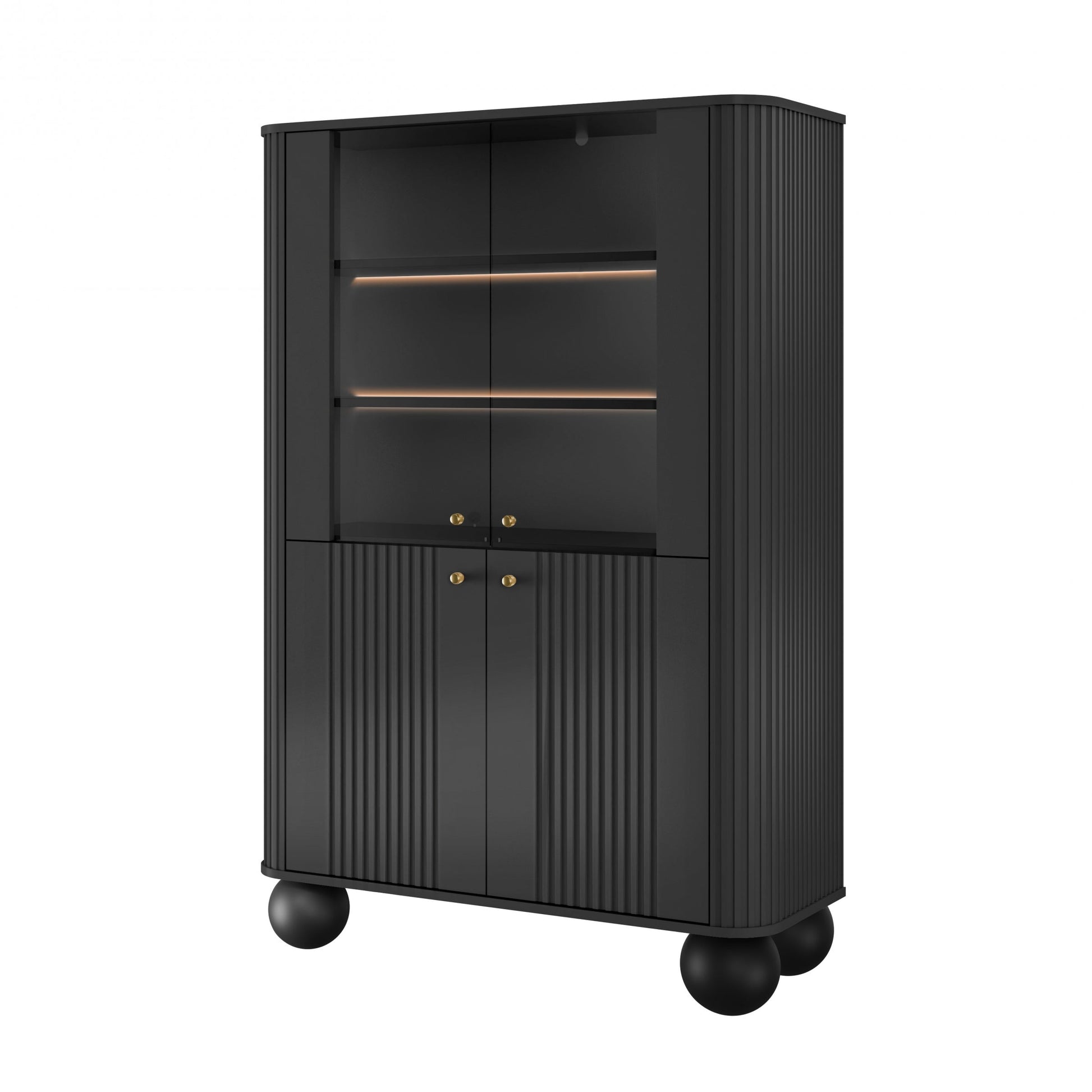 Vitrīnas skapis Vespa 103/153/38 cm melns/zelts - N1 Home