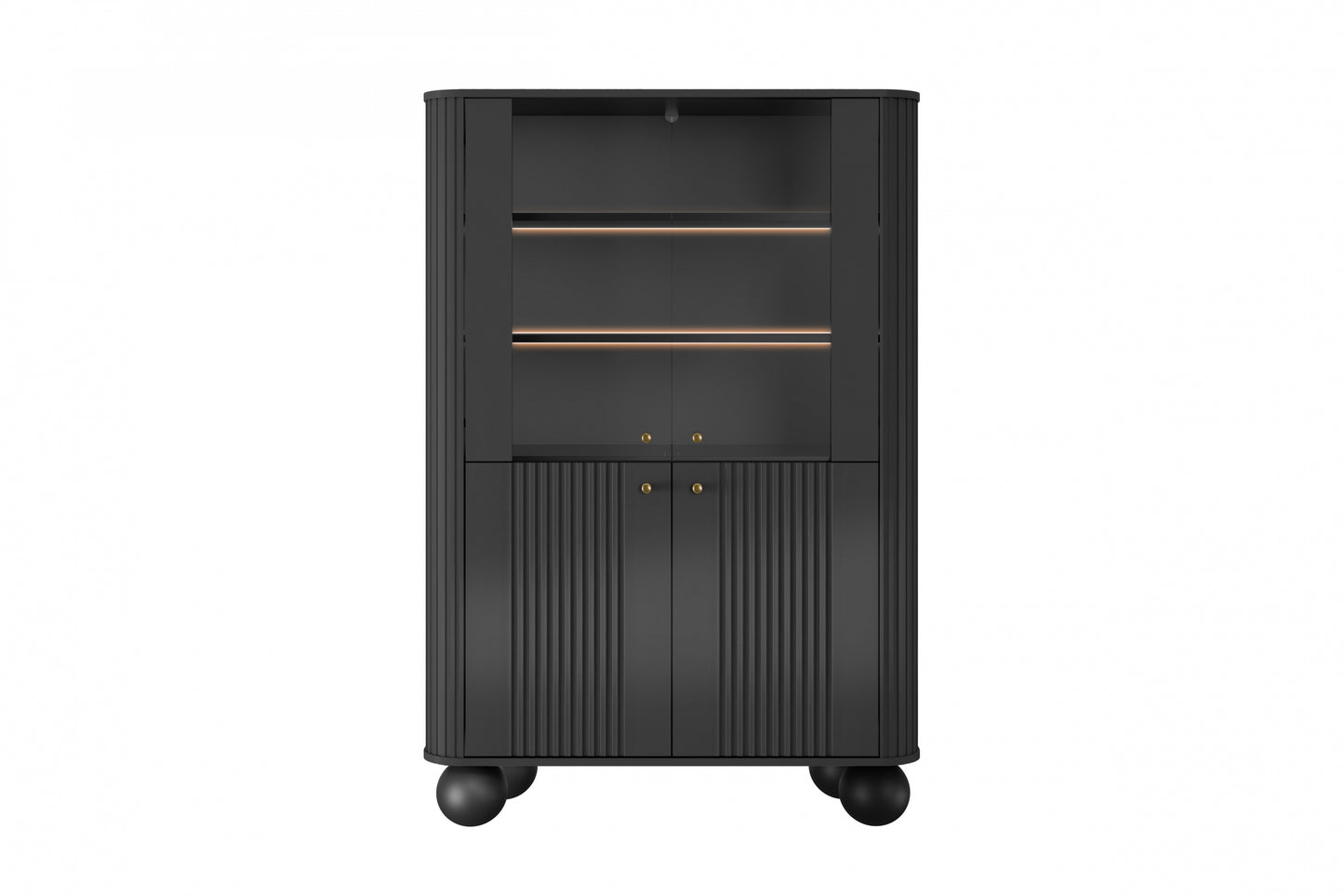 Vitrīnas skapis Vespa 103/153/38 cm melns/zelts - N1 Home