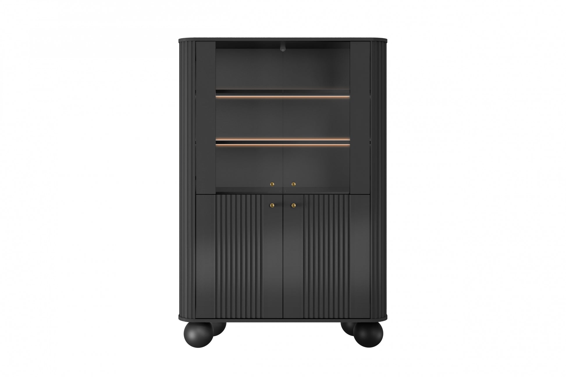 Vitrīnas skapis Vespa 103/153/38 cm melns/zelts - N1 Home