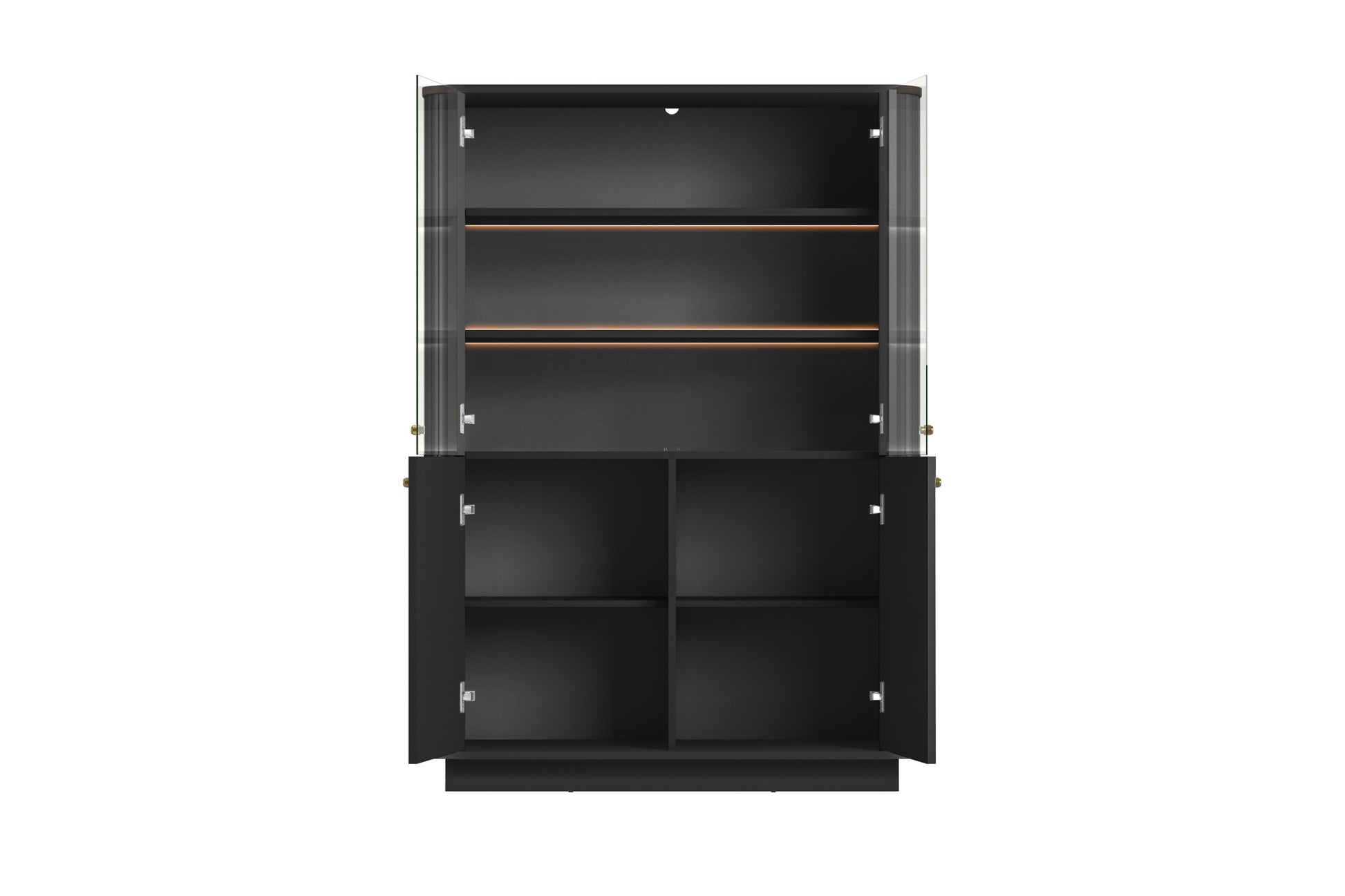 Vitrīnas skapis Vespa 103/148/38 cm melns/zelts - N1 Home