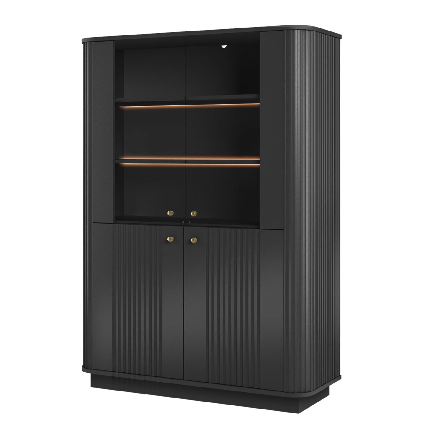 Vitrīnas skapis Vespa 103/148/38 cm melns/zelts - N1 Home