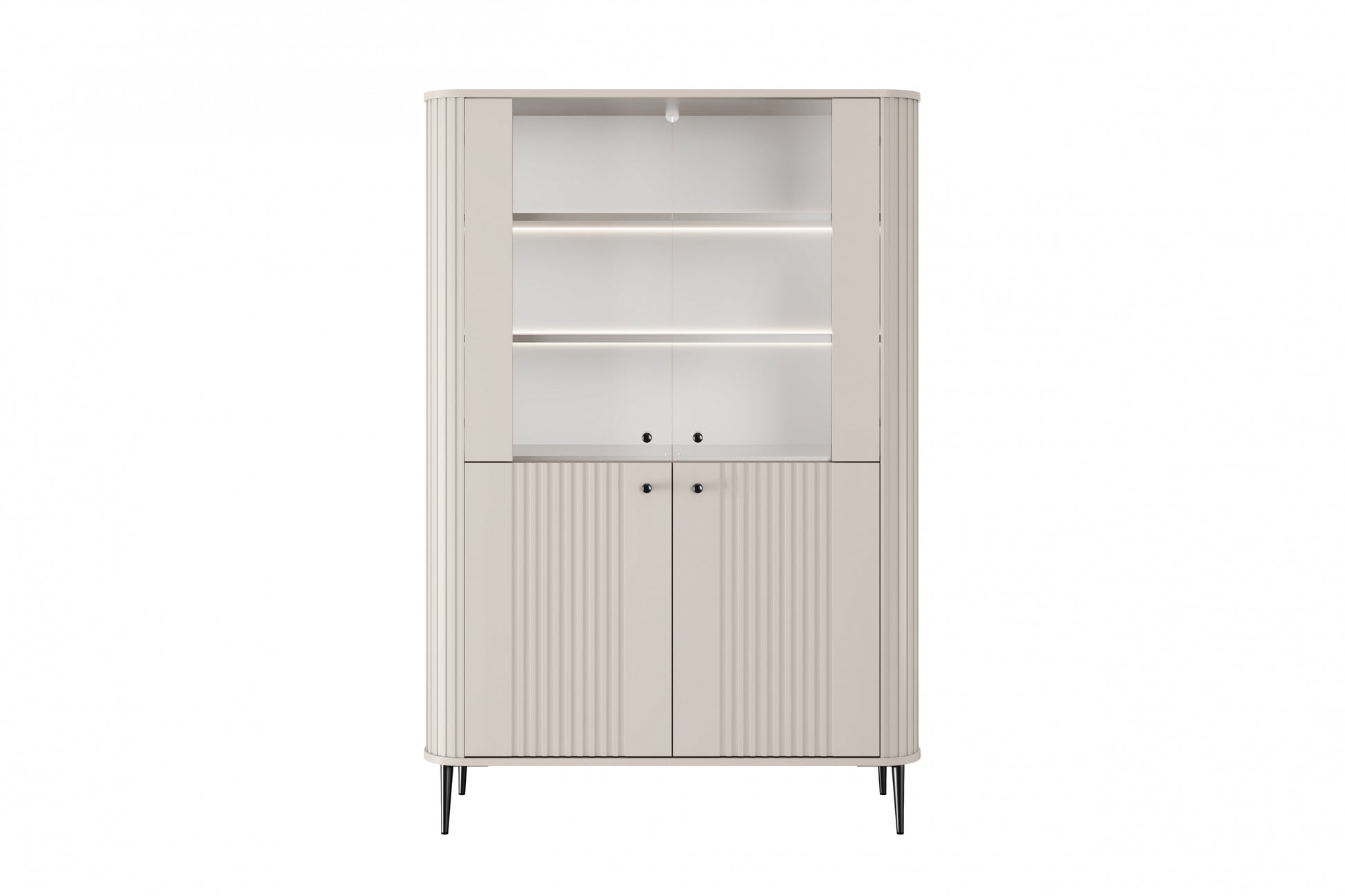 Vitrīnas skapis Vespa 103/156/38 cm kašmirs/melns - N1 Home