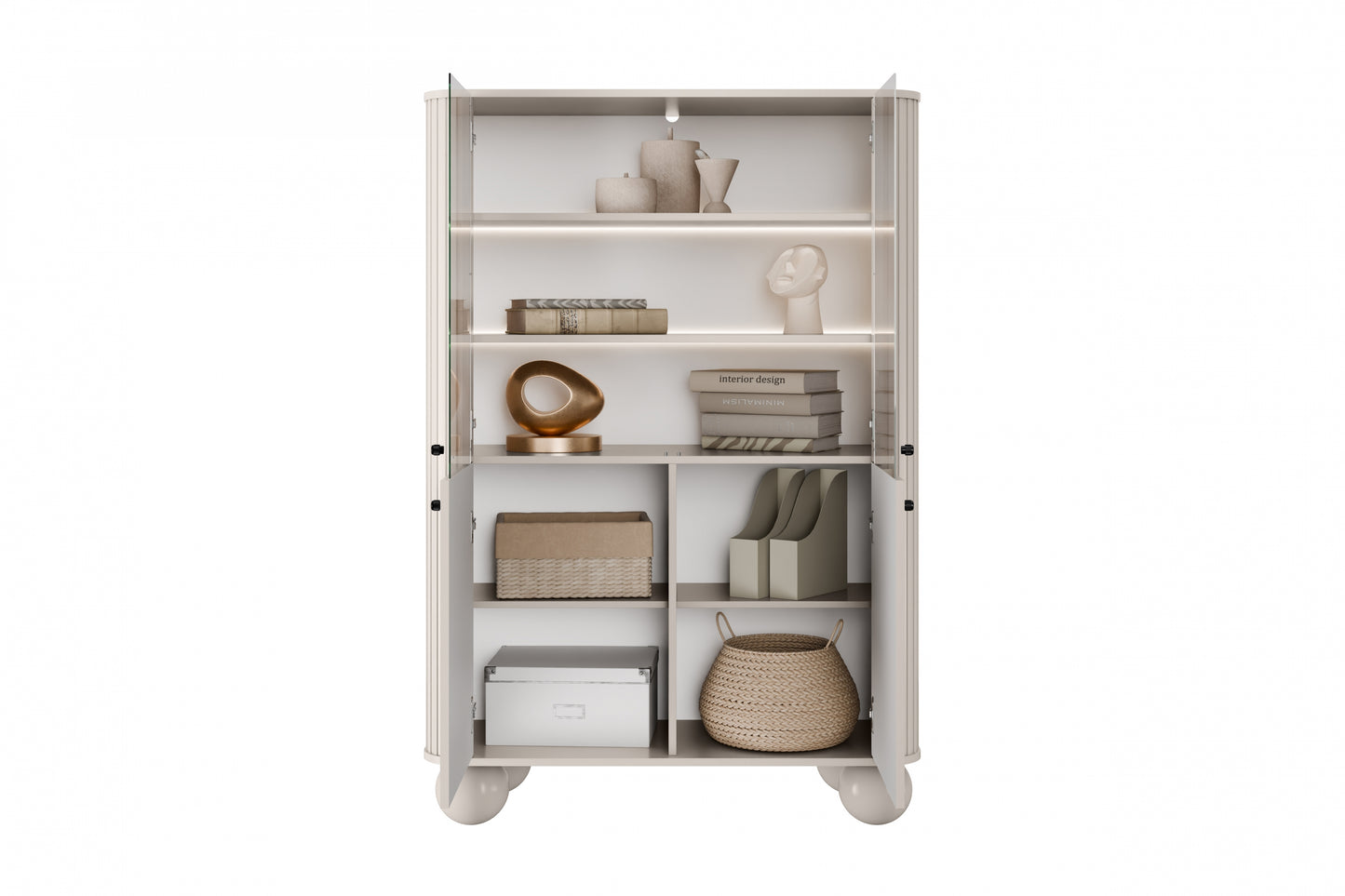 Vitrīnas skapis Vespa 103/153/38 cm kašmirs/melns - N1 Home