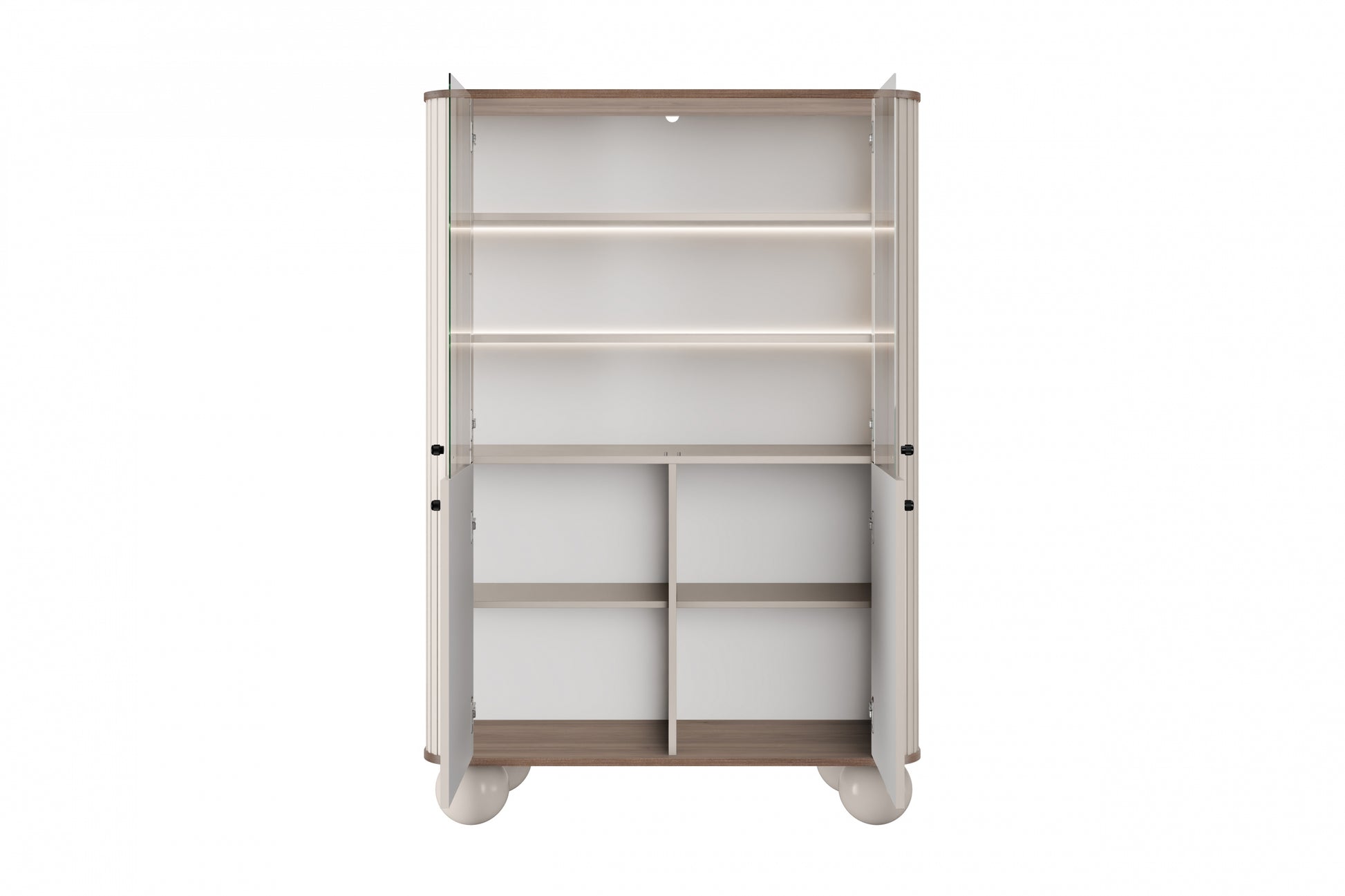 Vitrīnas skapis Vespa 103/153/38 cm kašmirs/rieksts/melns - N1 Home