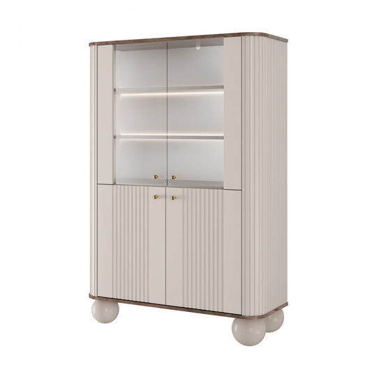 Vitrīnas skapis Vespa 103/153/38 cm kašmirs/rieksts/zelts - N1 Home