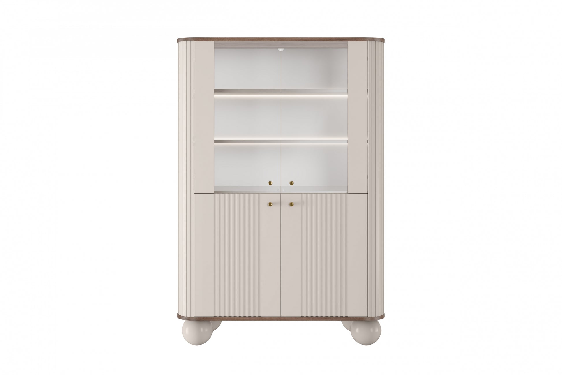 Vitrīnas skapis Vespa 103/153/38 cm kašmirs/rieksts/zelts - N1 Home