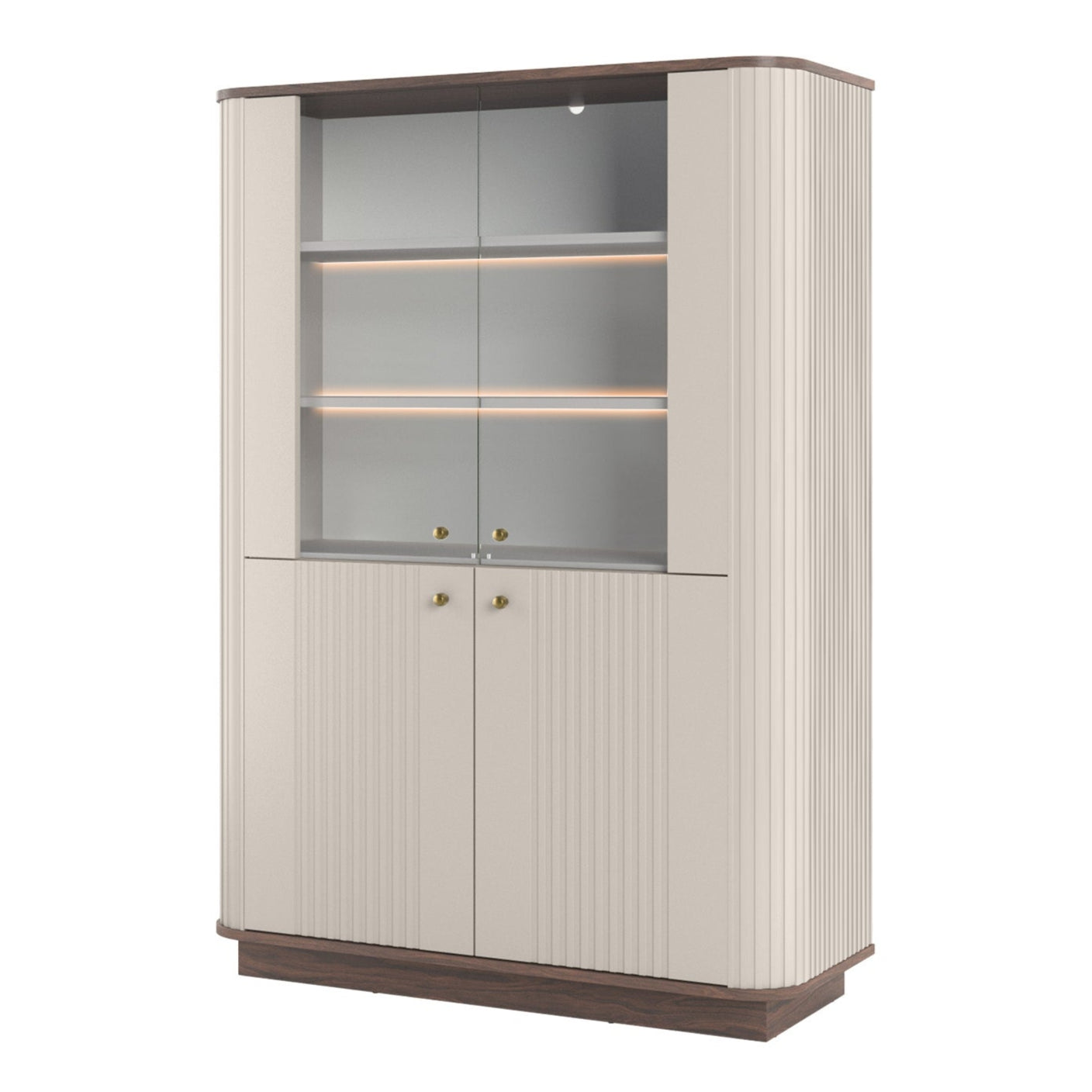 Vitrīnas skapis Vespa 103/148/38 cm kašmirs/rieksts/zelts - N1 Home