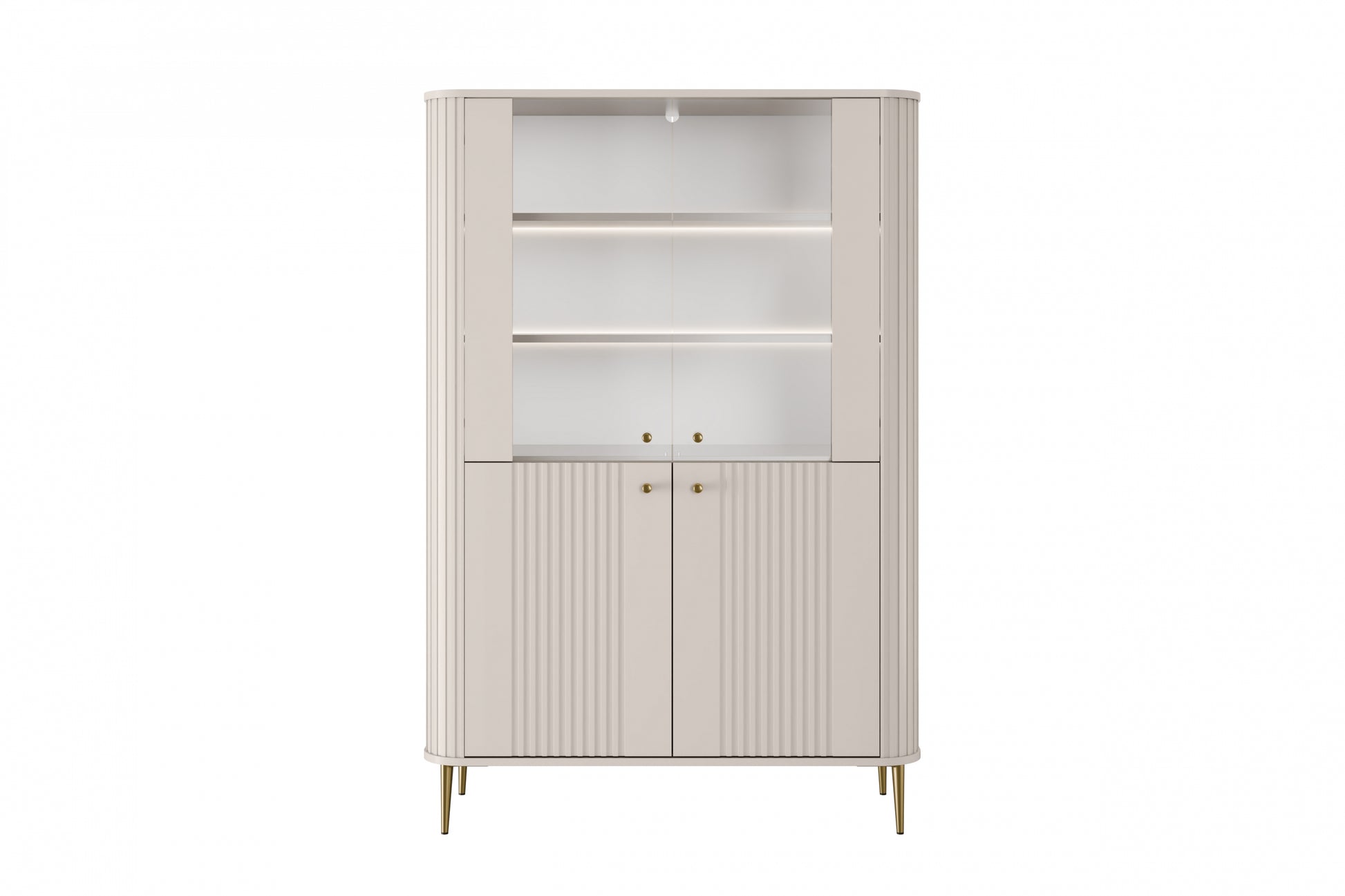 Vitrīnas skapis Vespa 103/156/38 cm kašmirs/zelts - N1 Home