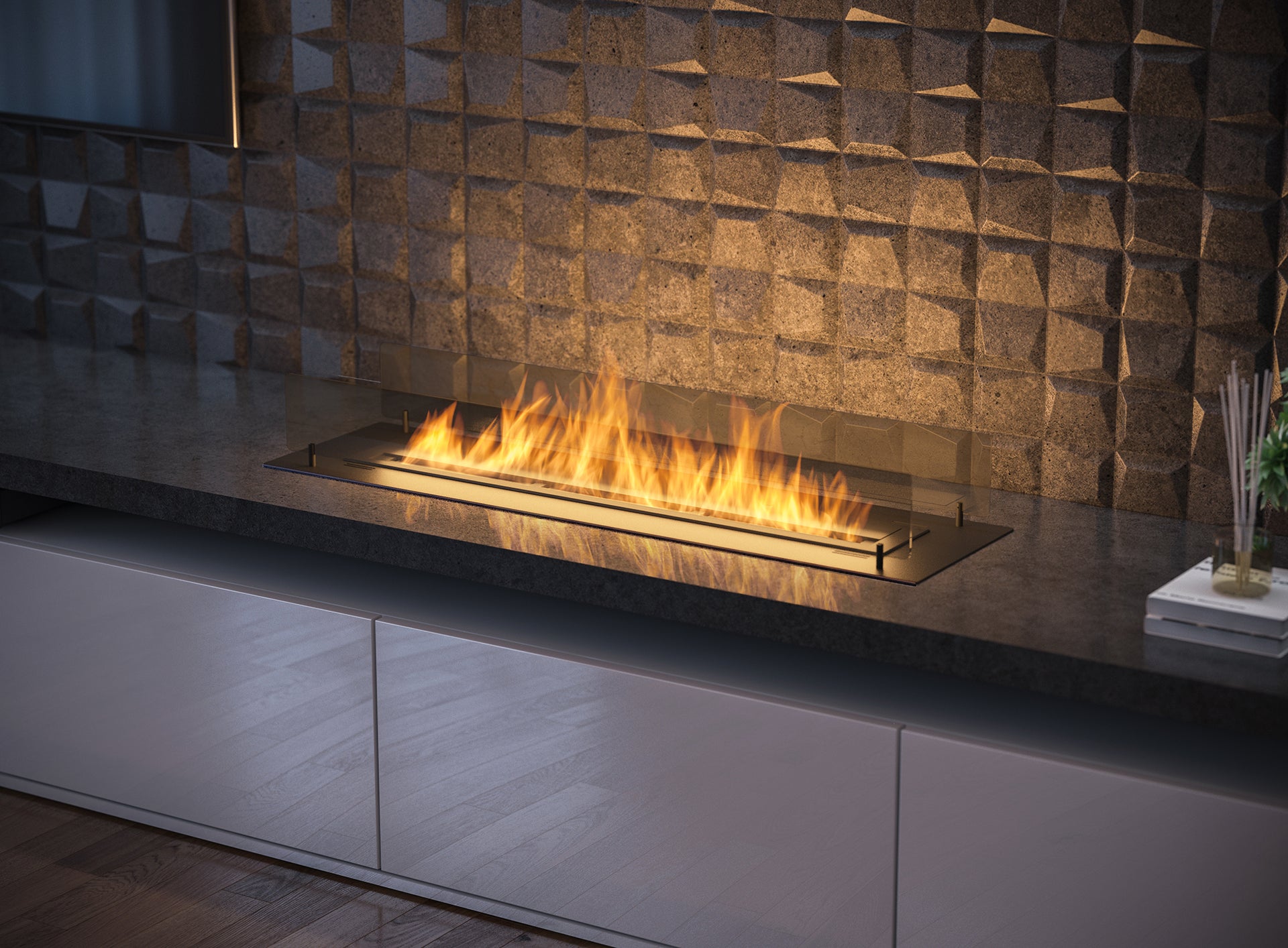 Biokamīns Inser 60/32/550; 100/32/50; 120/32/50 cm melns - N1 Home