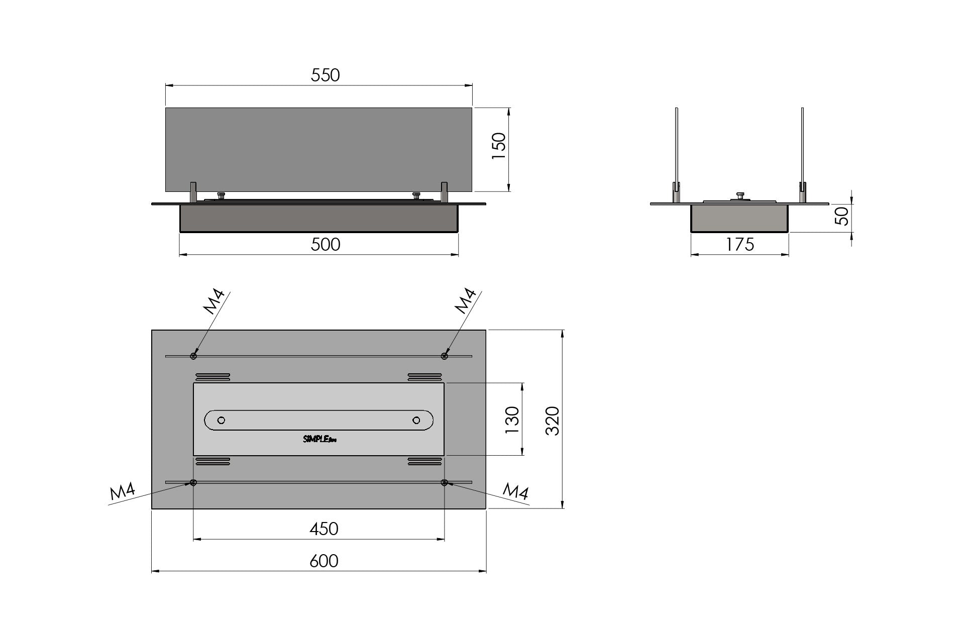 Biokamīns Inser 600 60/32/20 cm inox - N1 Home