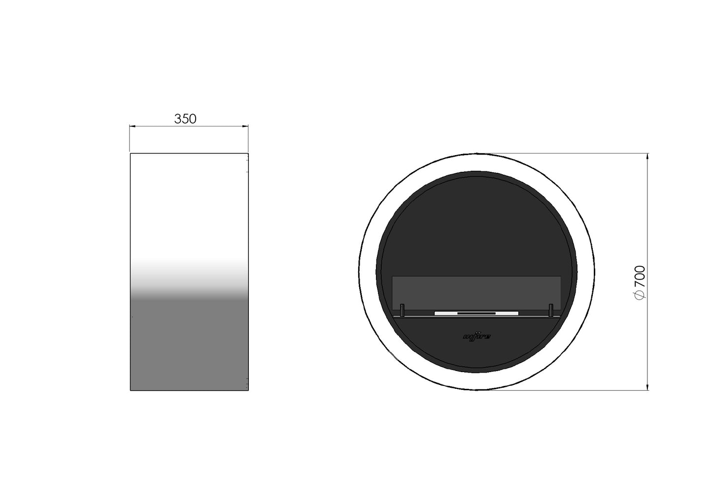 Biokamīns Incyrk Wall 70/35 cm gaiiši zils - N1 Home