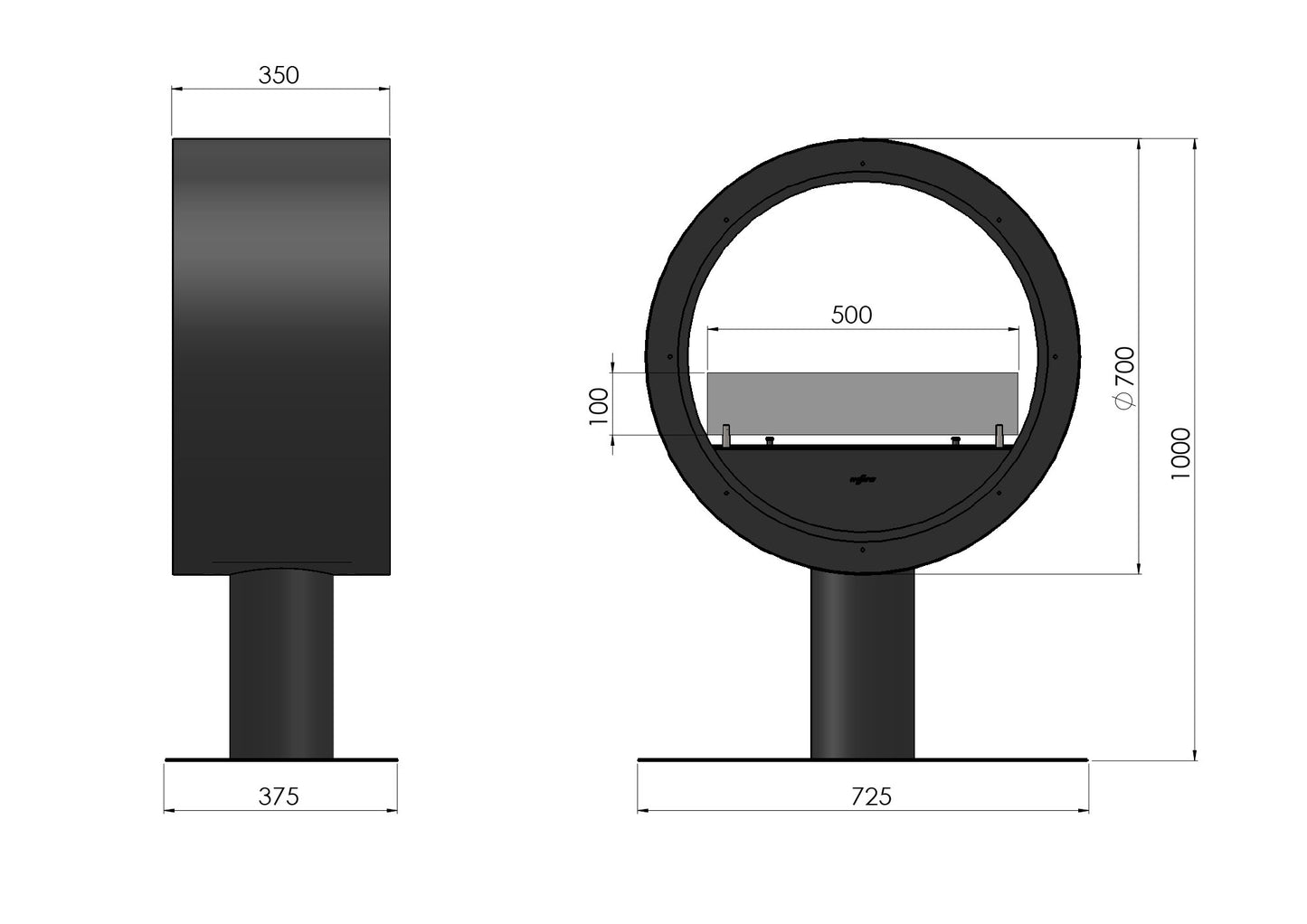 Biokamīns Incyrc stand 2side 218/70/35 cm balts - N1 Home