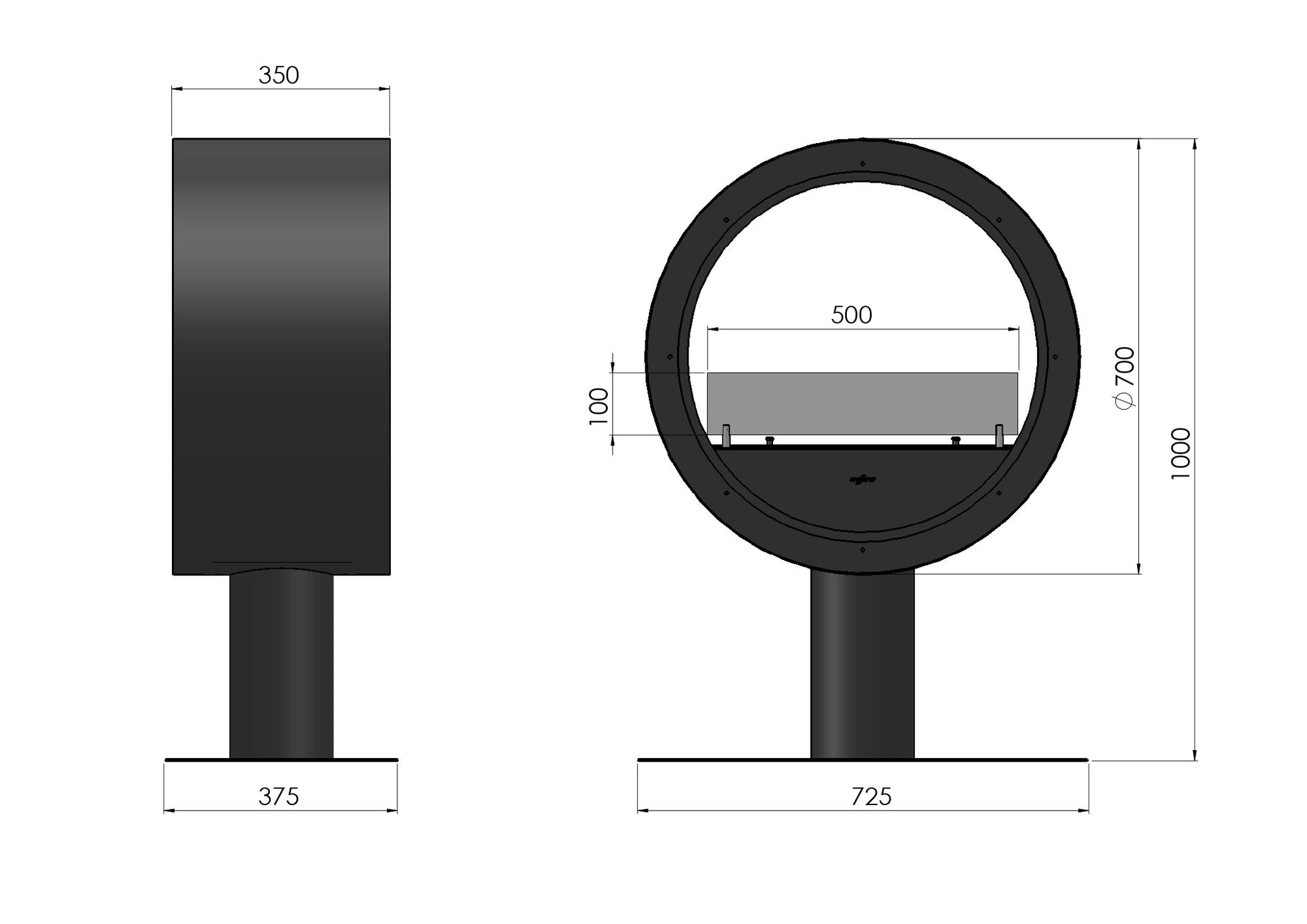 Biokamīns Incyrc stand 2side 218/70/35 cm balts - N1 Home