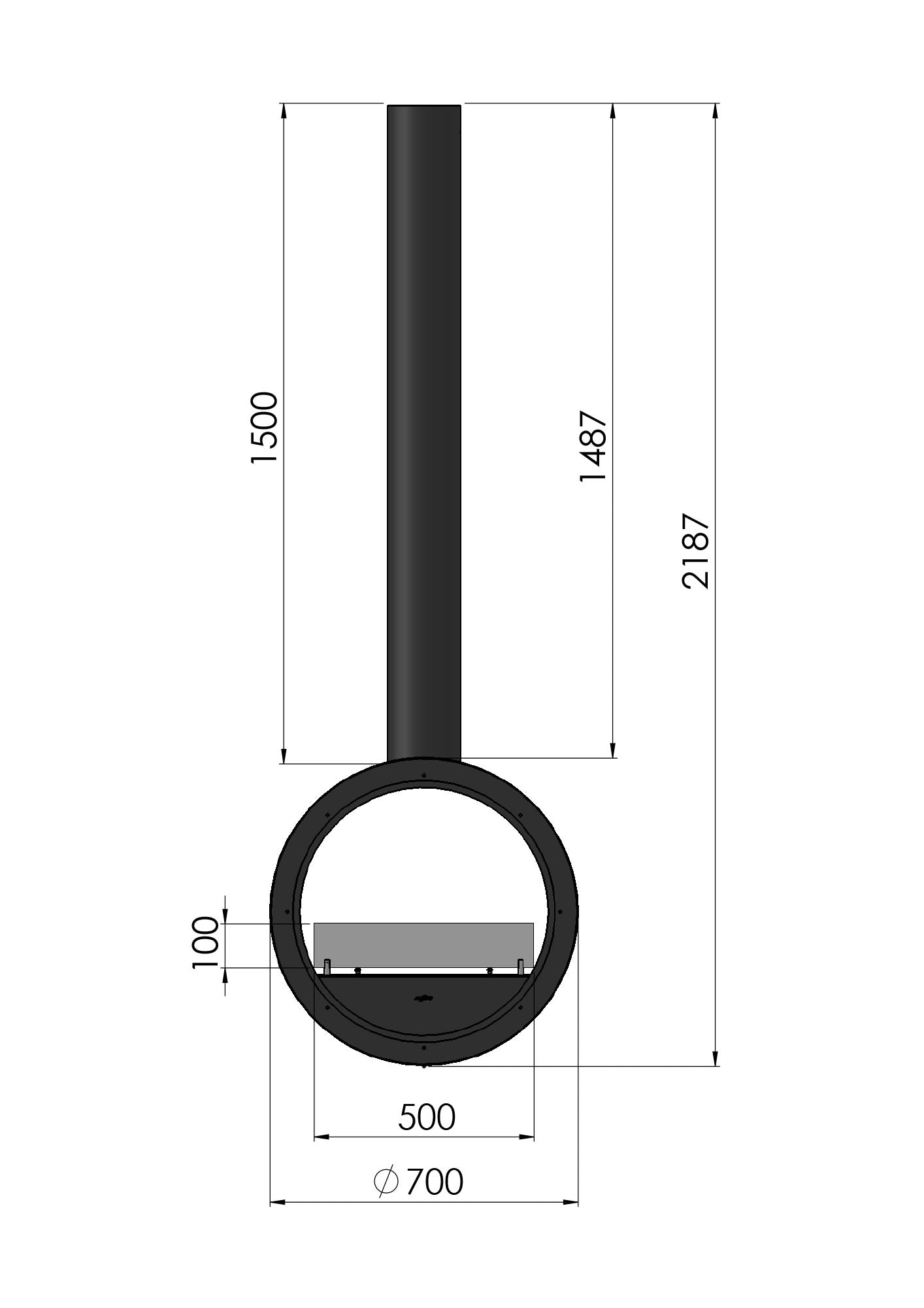 Biokamīns Incyrc 2side 218/70/35 cm melns - N1 Home