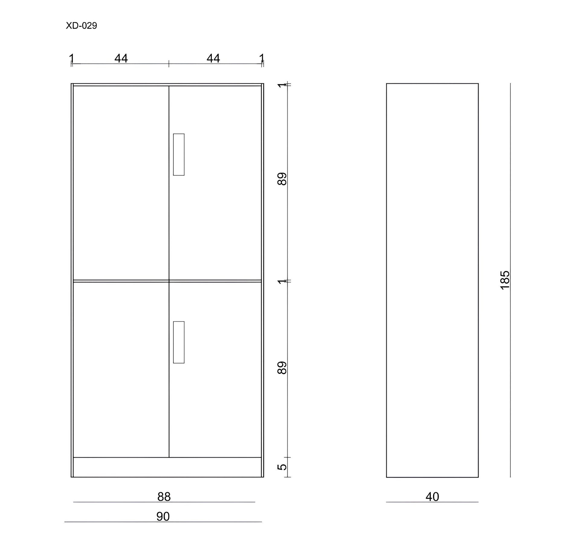 Skapis Uno 185/90/40 cm melns - N1 Home