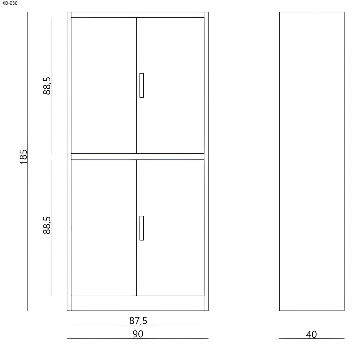 Dubultā skapis Uno 185/90/40 cm melns - N1 Home