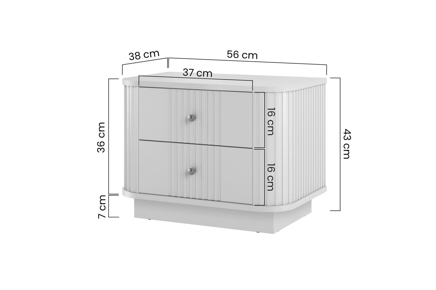 Naktsskapītis Vespa (2) 56/43/38 cm kašmirs/melns - N1 Home
