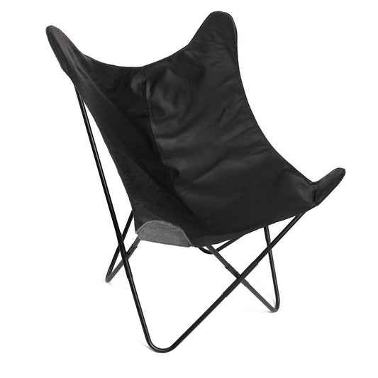 BUTTERFLY atpūtas krēsls ar metāla rāmi - melna eko āda 70x80x102 cm - N1 Home