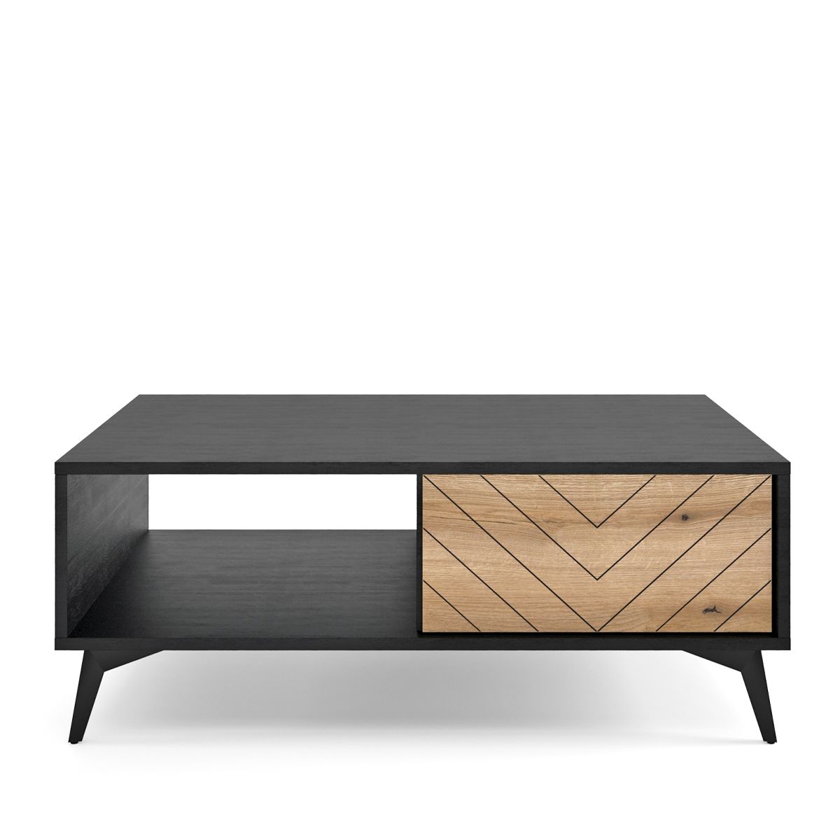 Kafijas galdiņš DM melns ar ozolkoka dekoru 103,5x39,7x68 cm - N1 Home