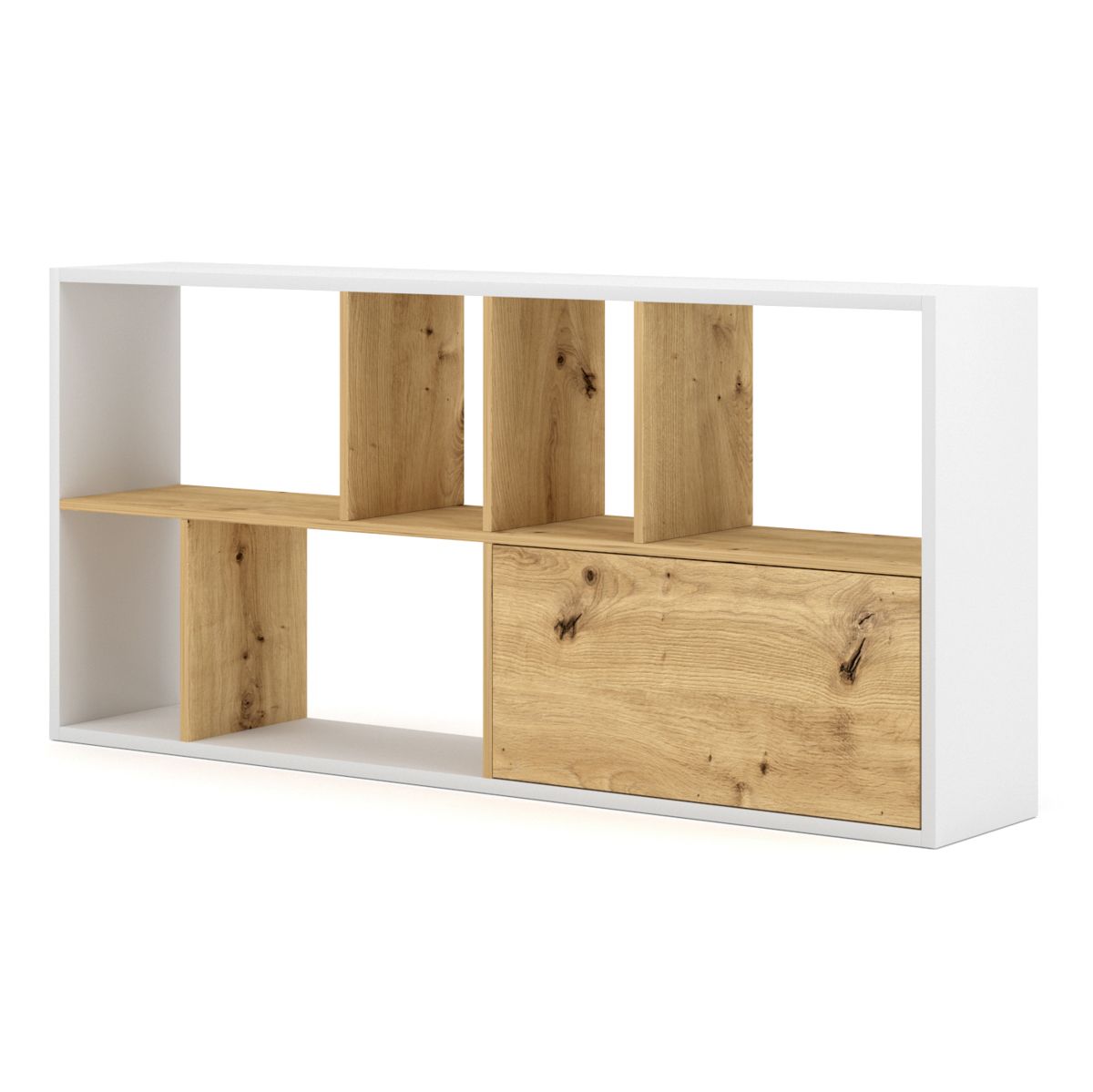 Grāmatu skapis NUORO WHITE/ OAK ARTISAN 75x30x160 cm - N1 Home